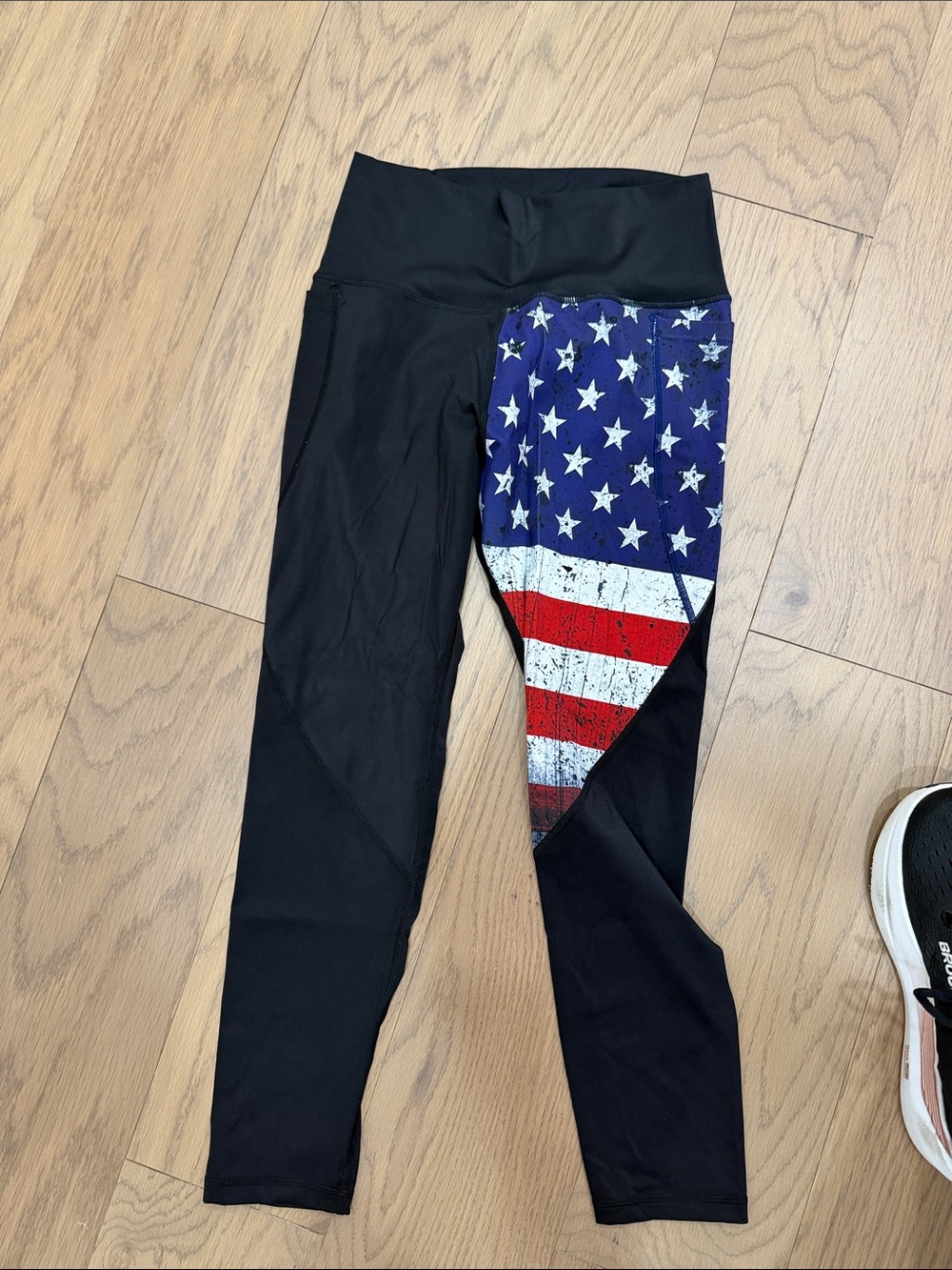 Born Primitive Black Leggings with Stars & Stripes Panel